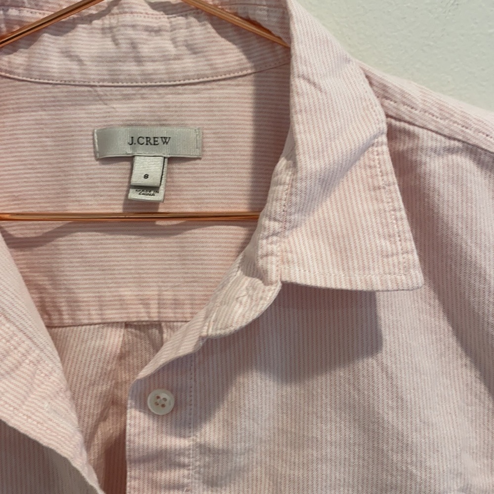 J. Crew Light Pink & White Striped Pullover 8